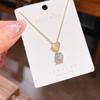 Collar con colgante de concha de amor simple y elegante chapado en oro de 18 quilates con circonita para mujer, estilo coreano de alta gama, estilo de lujo ligero, cierre versátil