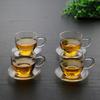 Juego de 6 tazas de té de vidrio con asa, taza de té Kung Fu, resistente al calor, gruesa, para uso doméstico, transparente, pequeña, producto nuevo.