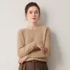 Suéter 100% cachemir para mujer, cuello redondo, engrosado, hombro raglán, jersey de manga larga, versátil, suéter de punto de alta gama