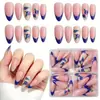 Pegatinas lindas para decoración de uñas con temática de verano de arándanos, puntas de uñas color rosa nude con forma de almendra francesa, juego de 96 piezas, kit de uñas listo para usar