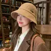 Sombrero de Pescador de Ala Corta Artístico de Cuadros Finos Estilo Japonés Nuevo para Mujer, Casual Versátil, Cortavientos, para Viaje, Retro Elegante