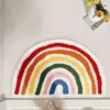Alfombra de Piso Semicírculo Arcoíris Transfronteriza Imitación Cachemira Alfombrilla para Baño Absorbente Antideslizante Decoración de Habitación Alfombra Refrigerante para Mesita de Noche