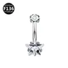 Anillo para Ombligo de Aleación de Titanio F136 con Rosca Interna Estilo Europeo y Americano Forma de Corazón Redondo Estrella de Cinco Puntas Joyería Corporal para Piercing de Ombligo