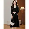 Shanlida Di Conjunto de Punto Estilo Coreano para Ir al Trabajo de Alta Calidad Falda Otoño Invierno Venta Caliente de Moda Elegante Adelgazante Suéter Base