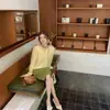 Ropa Zhengqite/Calidad de Alta GamaCárdigan de Lana de Alpaca de Dos Tonos|Falda de Lana de Doble Cara Color Verde Hierba