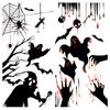 WSQT 170000 Santo Día de Horror Fantasma Telaraña Murciélago Sangre Mano Huella Sala de Estar Hogar Ventana Vidrio Pegatina de Pared