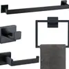 Juego de barra para toallas de tubo cuadrado transfronterizo acero inoxidable toallero de baño accesorios cuadrados para baño juego de cinco piezas para baño inodoro