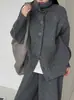 Juzhi Outono Novo Estilo Coreano High-End Solto Cor Sólida Suéter Cardigan Casual Calça de Perna Larga Conjunto 681