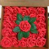 25 rosas caixa de presente estilo europeu rosas de espuma pe com haste mais suporte flores artificiais simulação buquê Dia dos Namorados