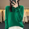 Suéter de Lã de Primeira Linha Feminino 100% Lã Pura Solto Manga Longa Novo Gola Redonda Camisa Base Tricotada para Outono e Inverno