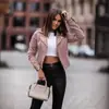 Nuevo Abrigo Corto con Cremallera Oblicua de Piel de Ciervo y Forro Polar para Mujer de Primavera y Otoño Explosión Europea y Americana