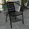 Silla para tienda de té con leche para exteriores con respaldo, silla de ocio para balcón exterior de ratán sintético, silla de comedor apilable para una persona para uso doméstico en exteriores, comercial
