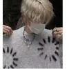 Suéter de pelúcia jacquard com falso mohair para outono e inverno, unissex, corte solto, ombros caídos, gola redonda, pulôver, top de tricô casual