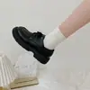 Zapatos Pequeños de Cuero para Mujer 2026 Moda Versátiles Otoño/Invierno Nuevos Versátiles Tacón Cuadrado Suela Gruesa Mocasines con Cordones Zapatos Individuales