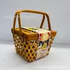 Cesta de Bambú Estilo Chino para el Festival de Medio Otoño con Agujeros Tejidos Hexagonales, Artesanía Tradicional Hecha a Mano Regalo de Festival, Cesta de Almacenamiento para Regalos de Tamales de Arroz