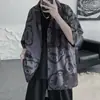 Camisa de Seda Fina de Manga Corta para Niños 2021, Camisa Holgada Estampada de Manga Media Estilo Coreano de Verano, Casual y Atractiva Estilo Hong Kong