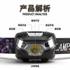 Linterna frontal de inducción, ultrabrillante, recargable, impermeable, espera ultralarga, linterna frontal LED de luz fuerte para pesca nocturna, linterna frontal con cabeza LED