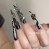 Accesorios para arte de uñas de calavera de Halloween, artículo popular de exportación transfronteriza, uñas postizas a presión DIY de cruz vintage con grandes decoraciones de pedrería