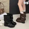 Botines grandes estilo jeans occidentales 2026 para mujer, botines apilados con punta redonda, tacón grueso retro, botas de montar para mujer, botas Martin
