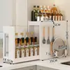 Prateleira de Temperos Retrátil para Bancada de Cozinha, Rack Multifuncional para Armazenamento de Condimentos, Caixa à Prova de Poeira para Cantos Extra Estreitos, Gabinete