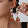 Brincos de sino com borla de pérola boêmia transfronteiriços, brincos de franja vintage estilo indiano, simples e modernos, atacado