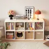 Estilo Nórdico Color Crema Madera Maciza Rejilla Blanco De Pie Estantería Combinación de Almacenamiento con Compartimentos Múltiples Estante para Libros Gabinete Cuadrado con Rejilla