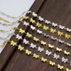 Cadena de Flor de Mariposa de Acero Inoxidable y Oro de 18 Quilates Cadena Hecha a Mano Joyería Sencilla Pulsera DIY Collar Tobillera Cadena de Acero de Titanio