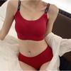 Conjunto de Lingerie V07 com Suporte de Gelatina Sem Costura Confortável Levanta Sem Aro Alças Inglesas Sutiã Estilo Chanel para Mulheres