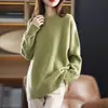 Suéter redondo estilo europeo y americano para mujer, camiseta básica holgada estilo coreano, nueva capa interior de otoño e invierno, top de punto versátil de manga larga talla grande