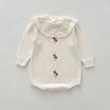 Suéter Coreano INS Outono para Bebê Menina Tricô Ha-coat Bordado Flor Florido Fofo Roupa para 100 Dias Escalada