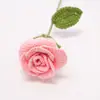 Taça de vinho Rosa Acabamento Buquê Tecido à Mão Enfeites para Casa Flor Artificial de Crochê Lã Presente para Namorada
