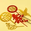 Cartão para Bolo de Acrílico Xiangyun Fuzi Cartão Shouzi de Acrílico Camada Dupla Garfo de Confeitaria Flor de Ameixa Garça