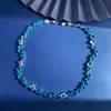 Moda Europea y Americana Verde Colorido Cristal Degradado Verde Cristal Asimétrico Conjunto de Collar y Pulsera Lujo Accesible Exquisito Gama Alta