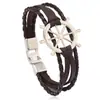 Moda Europeia e Americana Tendência Personalizado Criativo Estilo Náutico Simples Liga Metálica Timão de Navio Pulseira de Couro Trançado Acessório