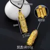 Pingente Vietnamita Banhado a Ouro do Deus da Riqueza, Novo Estilo Chinês com Cravação de Zircônia, Colar Cilíndrico Abridor para Mulheres, Acessório Moderno e Durável que Mantém a Cor