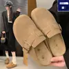 Medias zapatillas de mujer estilo Birkenstock retro, nuevo modelo otoño 2026, sandalias de exterior de punta semiabierta, zapatos Birkenstock de suela gruesa estilo francés