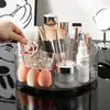 Caja de Almacenamiento Giratoria para Cosméticos Escritorio Tocador Tubo de Almacenamiento para Sombras de Ojos Labial Brochas de Maquillaje Estante de Almacenamiento Transparente con Compartimentos