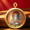 Novo Pingente Thangka Estilo Xizang Cinnabar Doze Signos Zodiacais Oito Divindades Guardiãs Pingente com Mantra de Seis Palavras Tridimensional em Relevo de Face Única