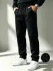 Site independente transfronteiriço Europeu e Americano 250g calça de moletom nova masculina cor sólida com cordão calça esportiva casual com zíper na barra