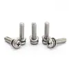 Tornillos Combinados M3-M8, Tornillos Combinados de Cabeza de Pan Cruzada Estándar Nacional, Tornillos Combinados de Tres Piezas de Cabeza Redonda de Acero Inoxidable 304