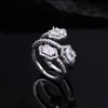 Anillo Abierto de Diseño Geométrico de Gama Alta de Nicho, Ajustable, Lujo Ligero, Incrustado de Circonitas, Versátil, Anillo de Dedo Índice Vintage