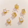 Pendientes con hebilla de perla princesa, chapados en oro auténtico y microincrustaciones de circonita, material para hacer tus propios pendientes, accesorios de joyería.
