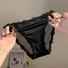 Francés Púrpura Taro~Braguitas Sexy de Encaje Satinado para Niñas, Anillos para Piernas de Pura Lujuria de Cintura Baja, Calzoncillos de Algodón Transpirable