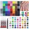 Bestseller transfronteiriço 3mm strass coloridos de resina com base plana, 40 cores strass jelly cor AB para DIY em roupas, nail art e decoração de celular