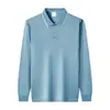 Camiseta Masculina de Manga Longa Nova para Meia-Estação Primavera e Outono Casual de Negócios Lapela para Homens de Meia-Idade Roupa de Pai Camisa Polo Top