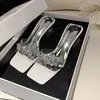 Sandalias de pedrería, tacones transparentes, sandalias de punta cuadrada, tacones altos para mujer, tacones gruesos elegantes de punta cuadrada, sandalias de exterior, súper brillantes y versátiles