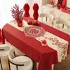 Mantel de Mesa para Boda Rojo Impermeable y a Prueba de Aceite Sin Lavado Ambiente Festivo Funda para Mesa de Comedor Ovalada Cubierta Decorativa de Compromiso