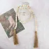 Cordón de Borla de Cuentas de Madera Estilo Pastoral Europeo y Americano Color Madera Natural Borla de Cuentas Decoración Colgante Adorno de Madera Festivo