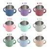 Nueva Taza de Silicona y Acero Inoxidable con Dos Asas para Bebés, Procesamiento de Fábrica de Grado Alimenticio y Personalización, Base Antideslizante y Antivuelco
