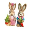 Adornos de Conejo Tejidos de Paja para Creación de Entorno en Jardín de Infancia, Rincón de Plantas, Decoración del Hogar con Temática de Bosque, Sala de Estar, Escaparate, Decoraciones de Boda, Accesorios para Fotografía